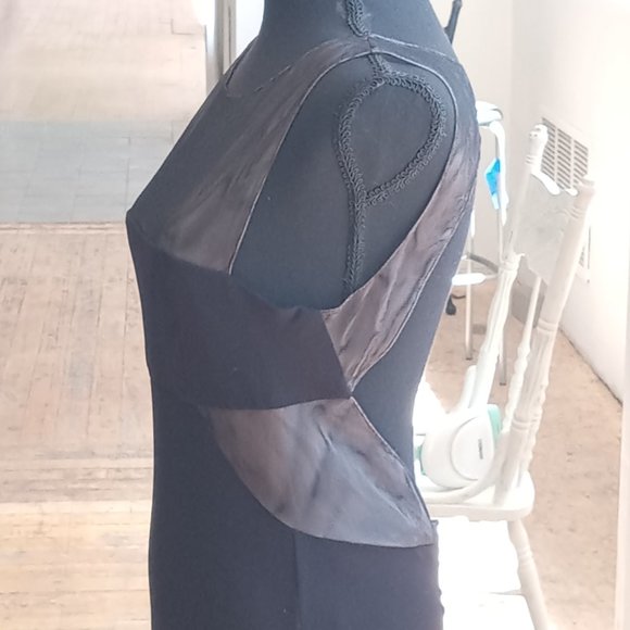 Black slinky sheer open back long maxi length dress - Picture 6 of 11